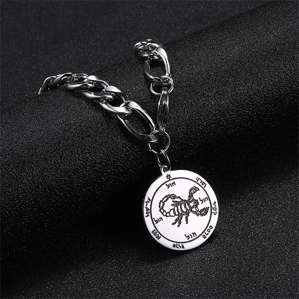 EUEAVAN-pulsera de acero inoxidable para hombre, amuleto de protección de escorpión, la llave del rey Kabbalah de Solomon, cadena del 5 ° pentculo