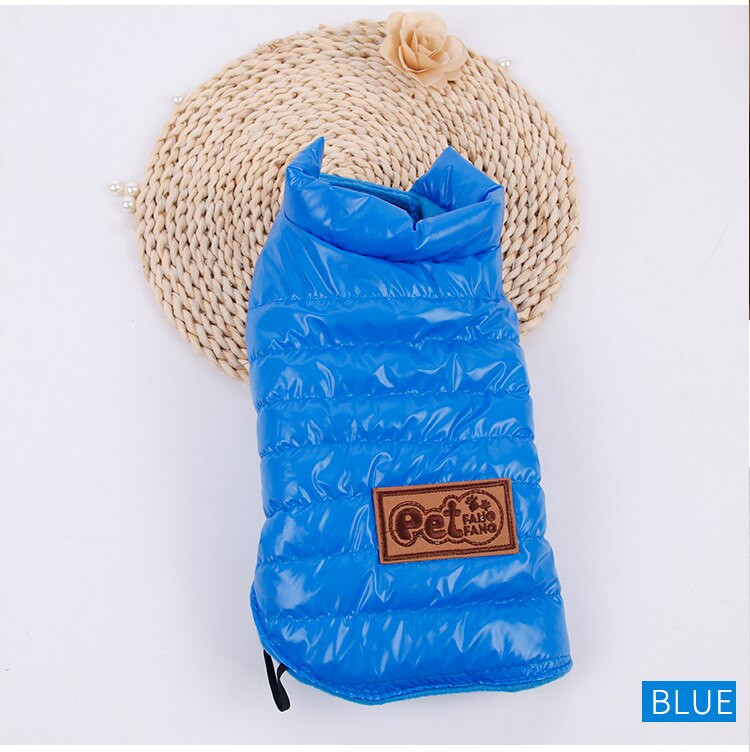 Abbigliamento per cani da compagnia piumino invernale giacca calda cappotto impermeabile abbigliamento per cuccioli per cani di piccola taglia media chihuahua carlino Schnauzer Abrigo Perro: blu / S