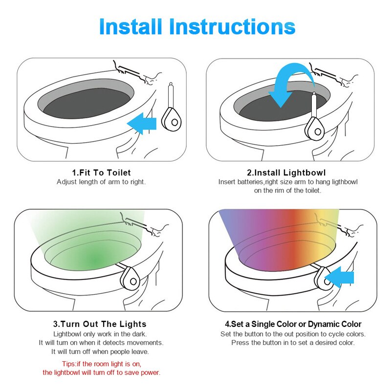 8 Kleur Backlight Voor Toiletpot Wc Toilet Seat Verlichting Met Motion Sensor Smart Badkamer Wc Nachtlampje Led Wc licht