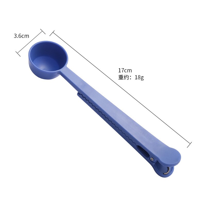 2 In 1 Plastic Koffielepel Keuken Thee Lepels Lange Steel Grond Meet Spoo: Blue