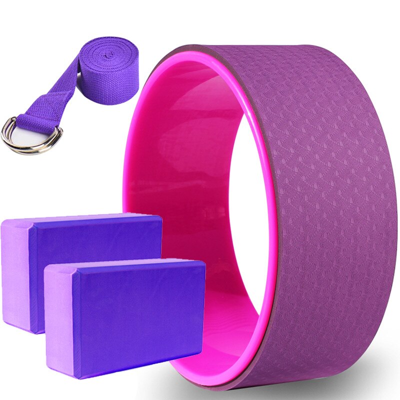 Ensemble de 4 pièces d&#39;exercices de Yoga et Pilates à domicile, ceinture d&#39;étirement de la taille, équipement de Fitness EVA: Purple