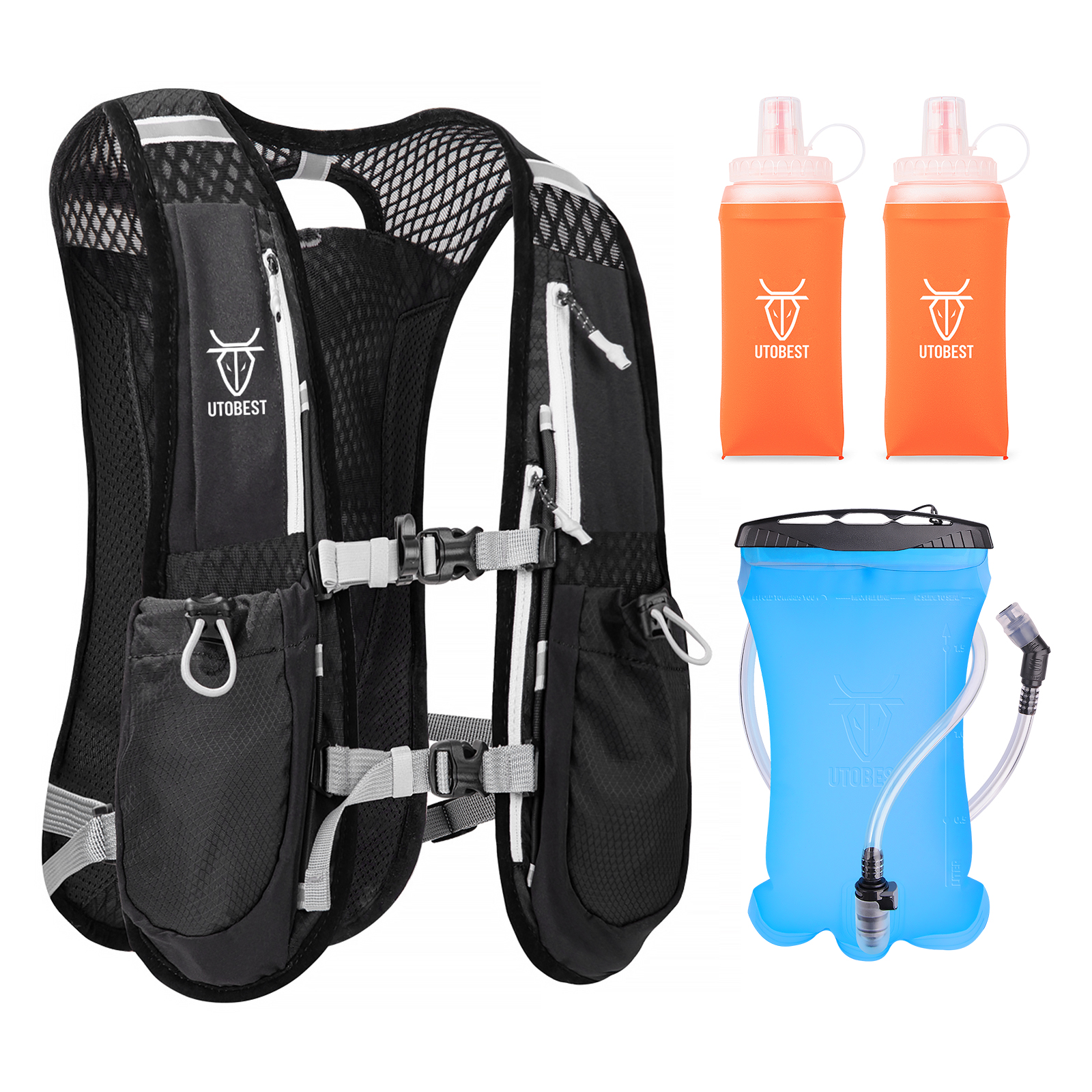 Utobest trailrunning rugzak 5l ultralichte hydratatievest ademende functionele rugzak voor marathons, fietsen en wandelen