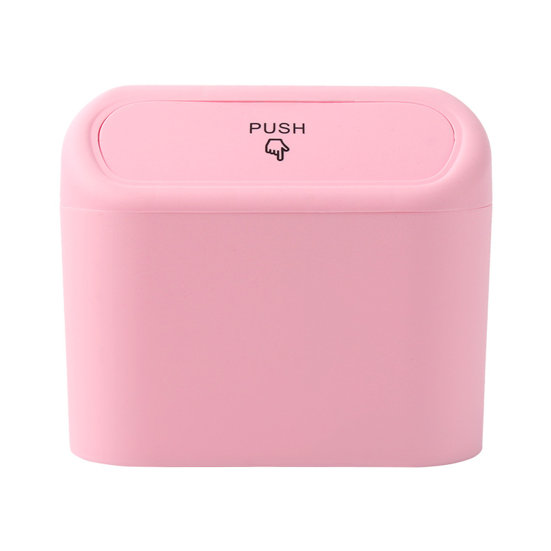 Draagbare Hangende Mini-Auto-Prullenbak, Prullenbak Met Deksel, Voor Auto-Kantoor Thuis, Auto-Opbergbakaccessoires: Rood