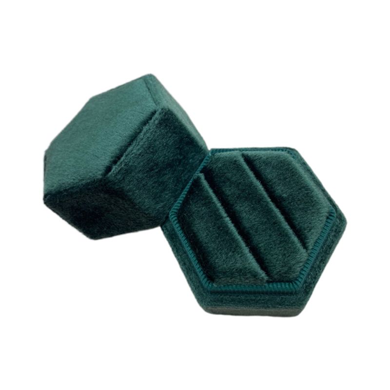 Hexagon Samt Ring Box Doppel Ring Display Halter mit Abnehmbaren Deckel Ring Box Halter für Hochzeit Zeremonie