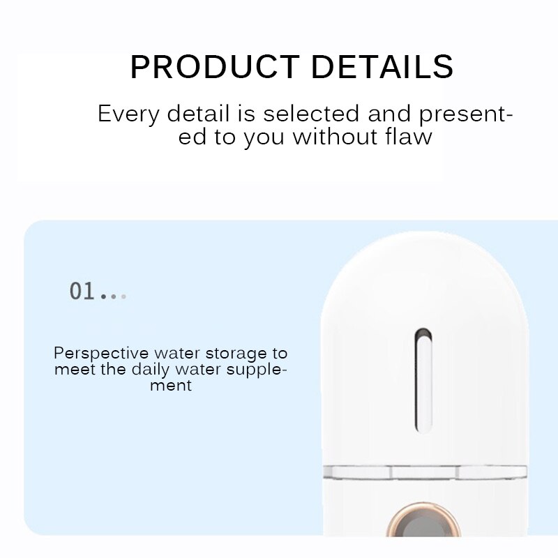 Mini Draagbare Luchtbevochtiger Nano Mister Facial Steamer Apparaat Schoonheid Spuiten Hydraterende Apparaat Koud Spuitapparatuur Oplaadbare