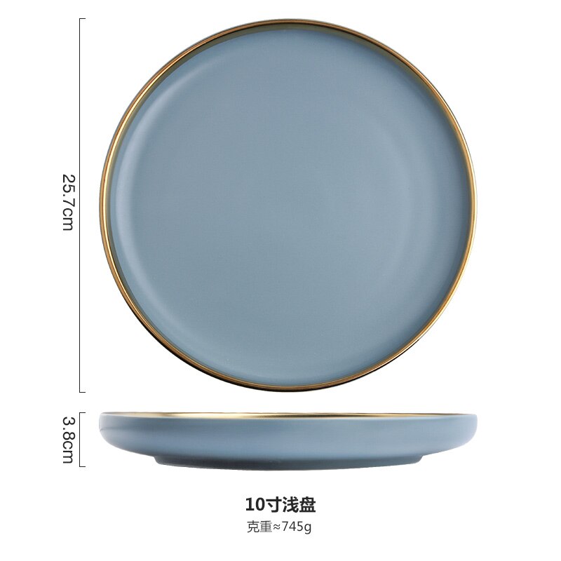 Europese Stijl Plaat Keramische Schotel Dinnerdinnerware Set Saus Rijst Kommen Soep Noedels Plaat Steak Westerse Voedsel Servies WF702214: 08
