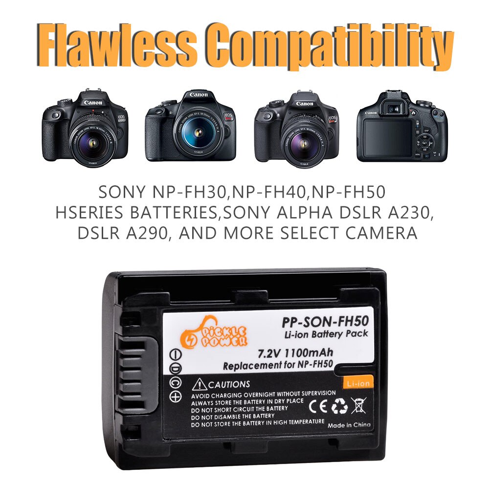 NP-FH50 Battery+LCD USB Charger Replacement for Sony DCR-DVD650 HC20 HC21 HC22 HC48 HC51 HC52 HC53 HC62 SR42 SR45 SR65 SR82