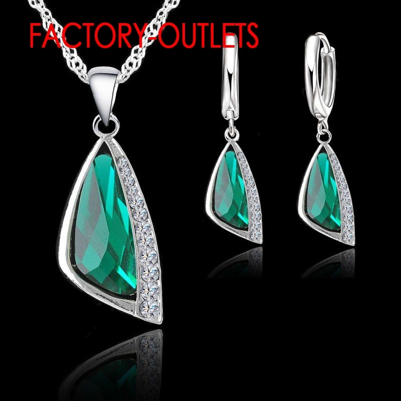 925 Sterling Zilver Brital Fasshion Sieraden Set Geometrische Austrain Crystal Vrouwen Meisjes Engagement Anniversary