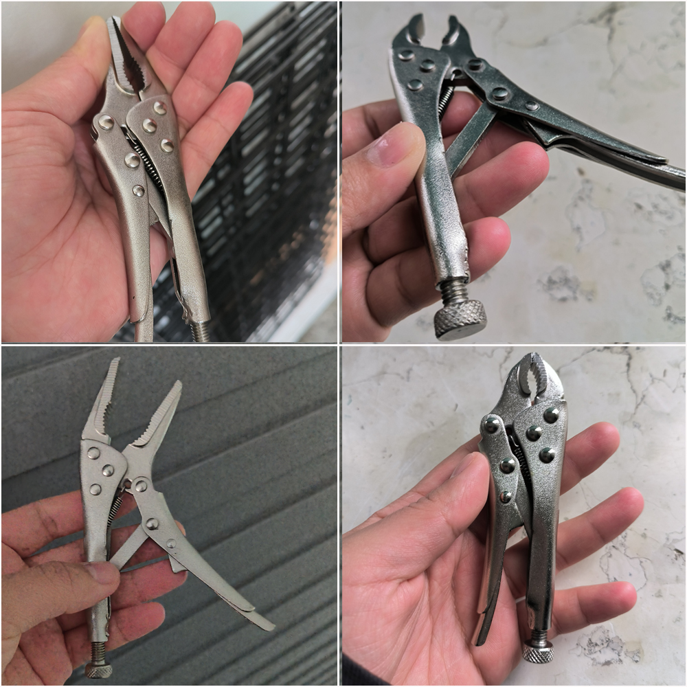 Ensemble de 3 Mini pinces de verrouillage, 4 pouces Mâchoire incurvée et 5 pouces. Long nez et 5 pouces. Pince C assortie, pince de soudage de verrouillage