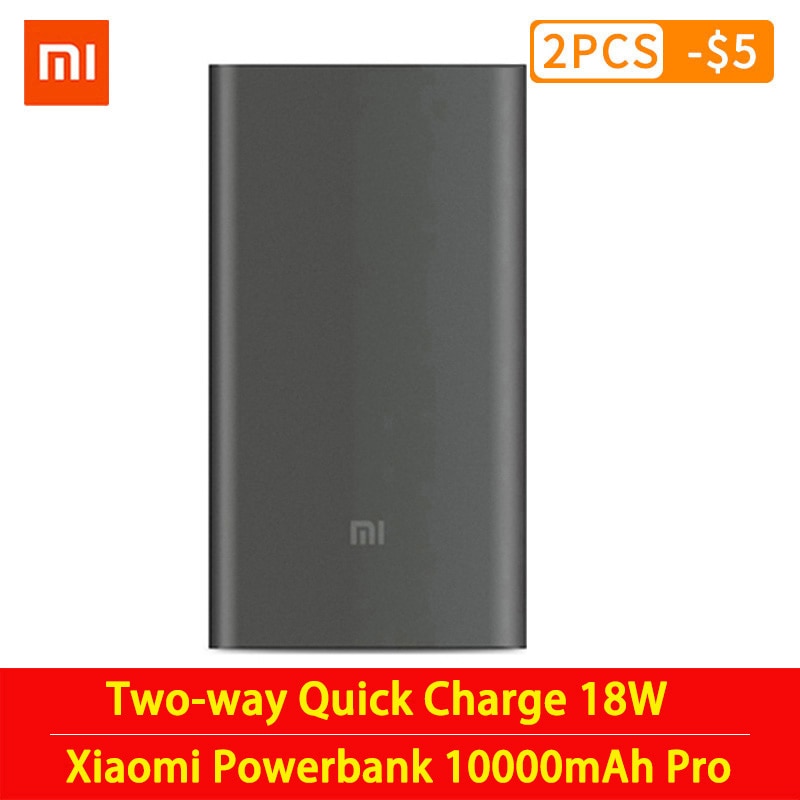 Original mi Xiaomi Power Bank 10000mAh Pro Type-C External Battery portable charging 10000mAh Two-way Quick Charge 18W Powerbank