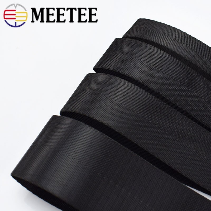 Meetee 5Meter Nylon Black Webbing Tape 25/32/38/50Mm Visgraat Patroon Rugzak Stof Band diy Riem Naaien Accessoires