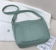 Ins canvas tas harajuku ulzzang japanse schoudertas eenvoudige effen kleur koeriersdoek en een generatie van vet: Lichtgroen