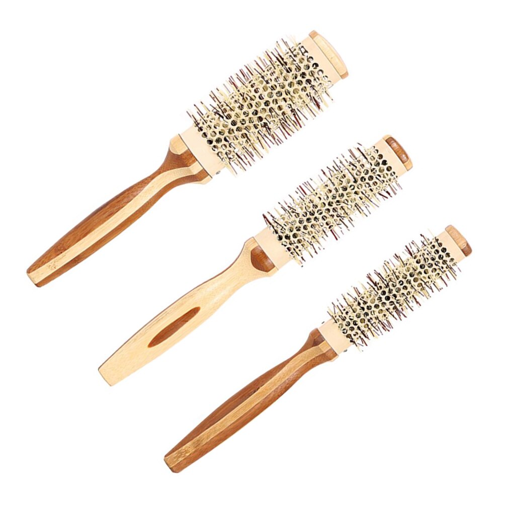 1 pezzo ottavino Rotondo Spazzola per Capelli con antiscivolo Manico in Legno, Rotondo per Lo messa in piega Dei Capelli Pettine Spazzola per Capelli