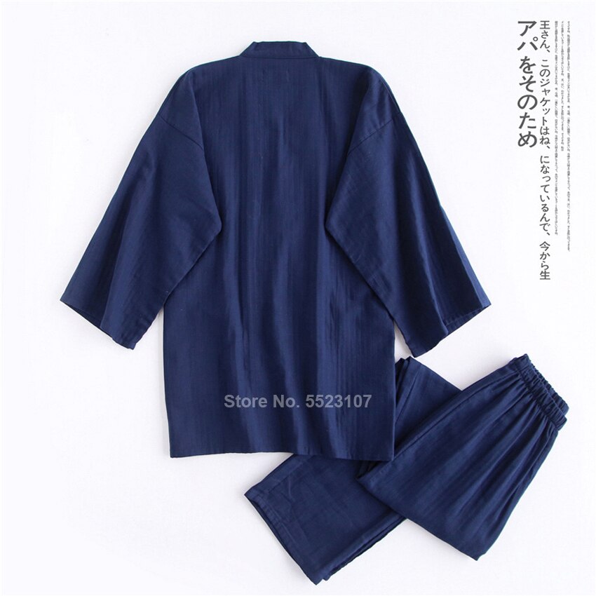 Conjunto de pijama tipo Kimono para hombre, ropa de dormir de algodón, estilo tradicional japonés, informal, transpirable, Yukata,