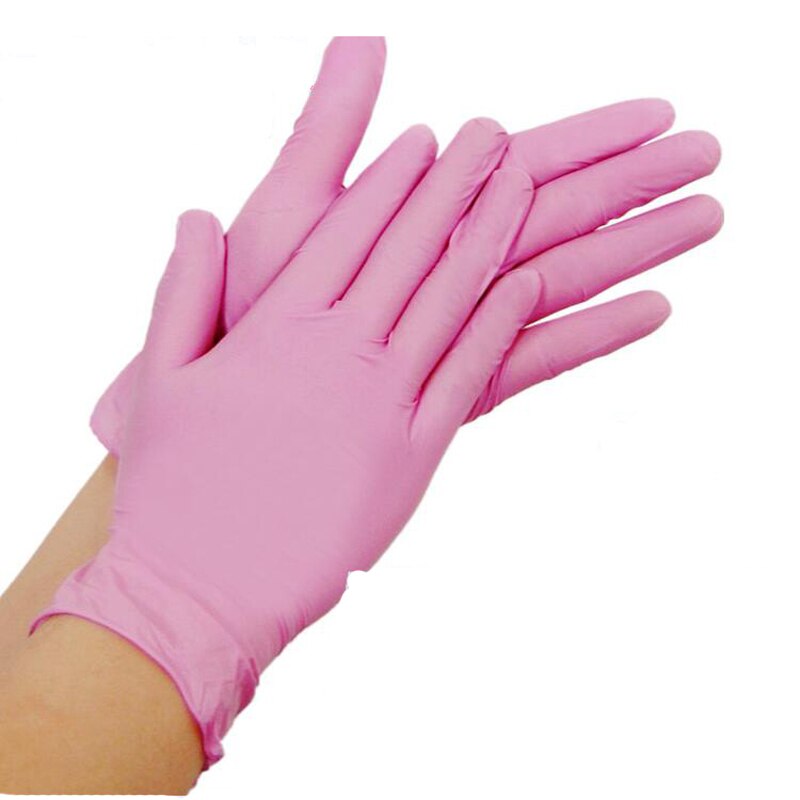 Guantes desechables de látex de goma Rosa dingqing, guantes de comida experimentales resistentes al ácido y a los álcalis para catering, belleza dental