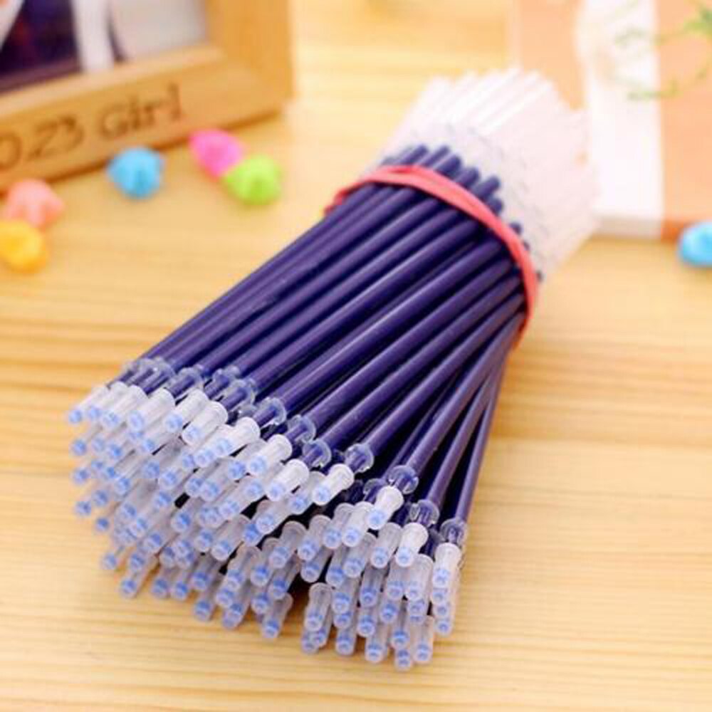 100Pcs/Set Gel Pen Refill 0.5mm Red Blue Black Ink Office Signature Replace Cartridge Writing Tools: Blue