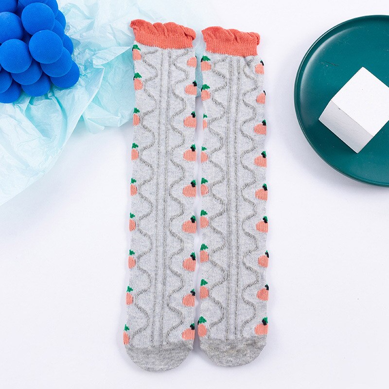 Ruffle Baby Meisjes Lange Sokken Leuke Fruit Mesh Ademend Kids Kinderen Sokken Zachte Baby Peuter Vloer Sokken: 02