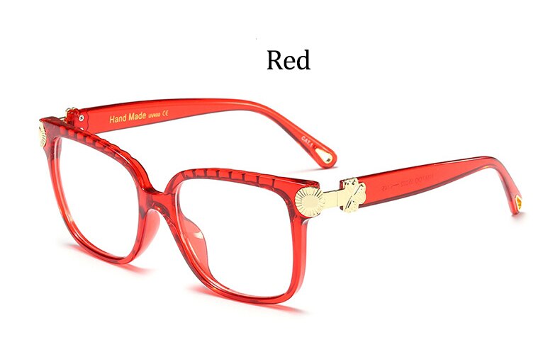 Transparent Square Women Glasses Trendy optical eyeglass frames Vintage computer Big Eyeglass Frame: Red
