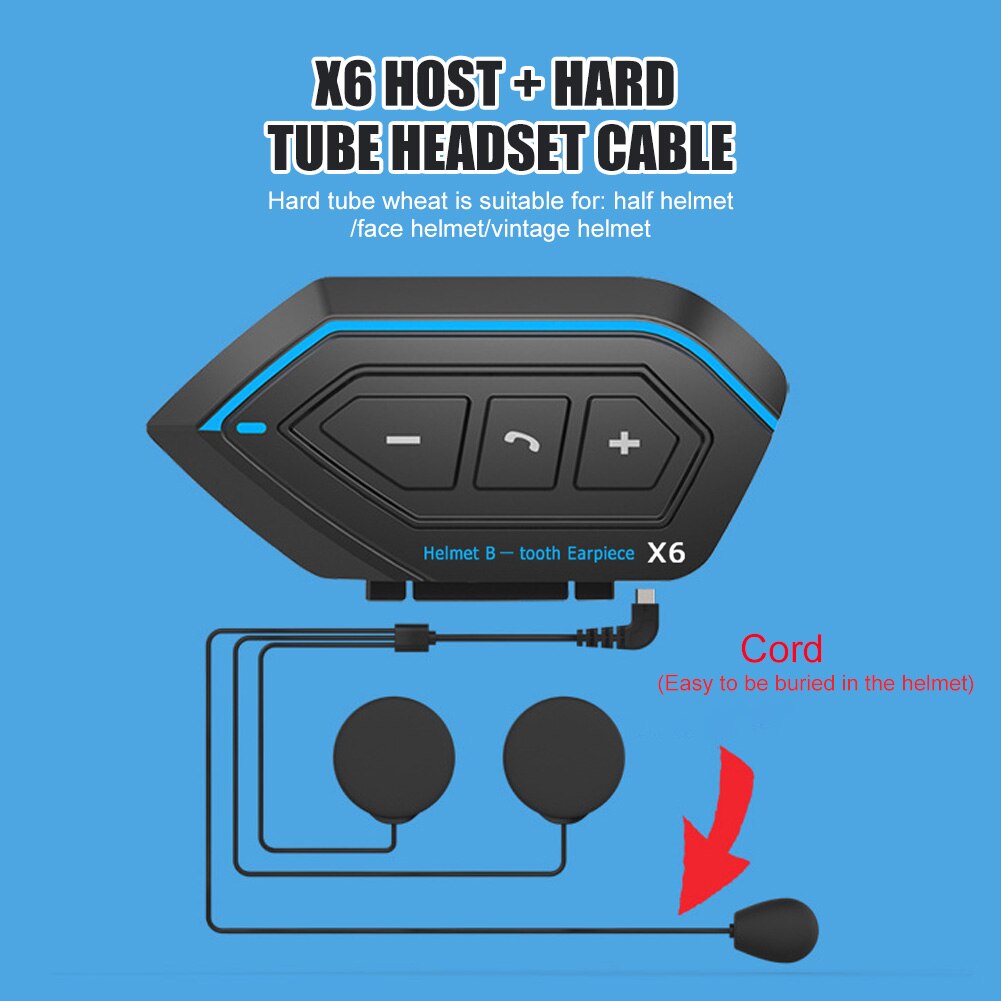 Motorcycle Helmet Headset Bluetooth-compatible Built-in Microphone Wireless Helmet Earphone Waterproof Hands-free Call Headphone