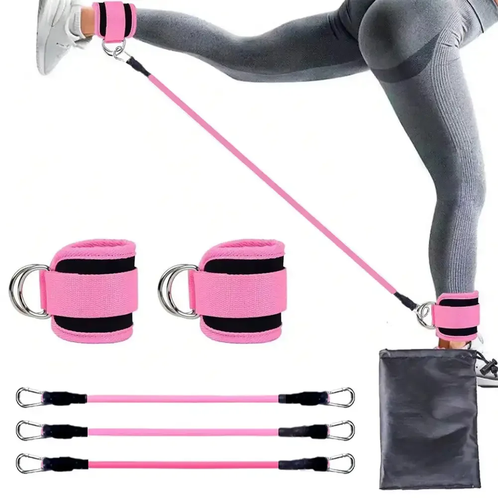 Ankle Straps Resistance Bands Set Fitness Workout Exercise Equipment Ankle Weight Yoga Elastic Fitness Band For Gym Man Woman: Red