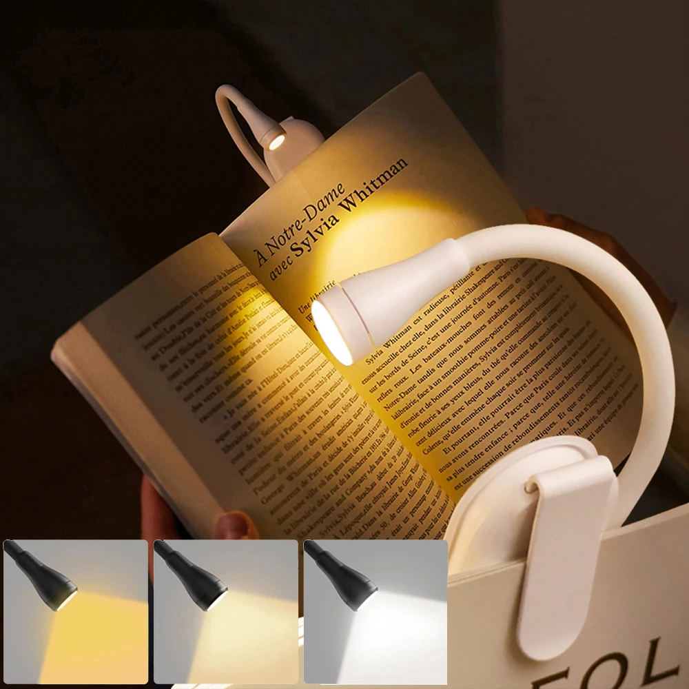 mini ledet-boklampe med øyebeskyttelse, justerbar klips , 360 3 vippbar studielampe, oppladbar til reise, soveromslesing: Blå