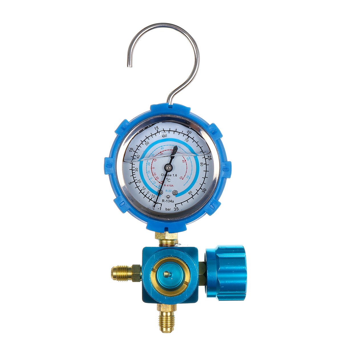 Manifold Digital Pressure Gauge Manifold Gauge Refrigerator Car Refrigerant High/Low R410a R134a Refrigerant Filling Device: Blue