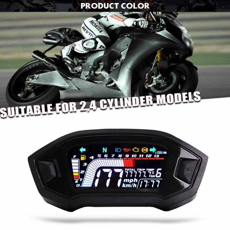 DC8-12V Multifunctionele Motorfiets Dashboard Digitale Snelheidsmeter Thermometer