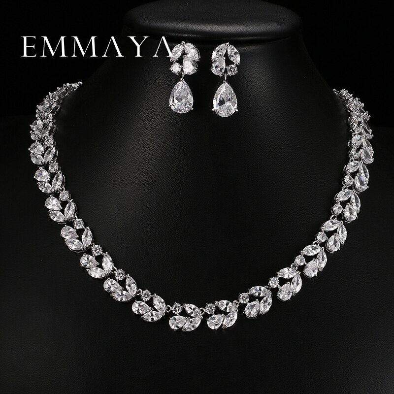 Emmaya Romantische Luxus einstellen Schmuck Blume Wasser Tropfen AAA CZ Kristall Hochzeit Schmuck-setzt Für Bräute Gold Farbe Schmuck