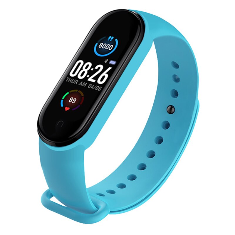 M5 Smart Band Fitness Trcker Sport Bracelet Pedometer Heart Rate Blood Pressure Bluetooth Health Wirstband Weather Smartwatch: Sky Blue