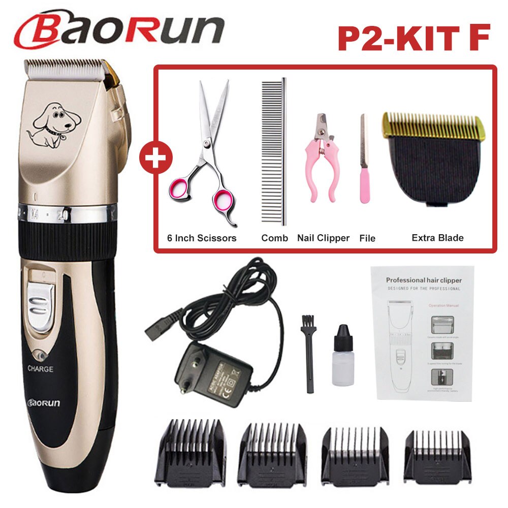 Baorun Pet Dog Hair Trimmer Animal Grooming Clippers Cat Cutter Machine Shaver Electric Scissor Clipper 110-240V AC: P2-KIT F