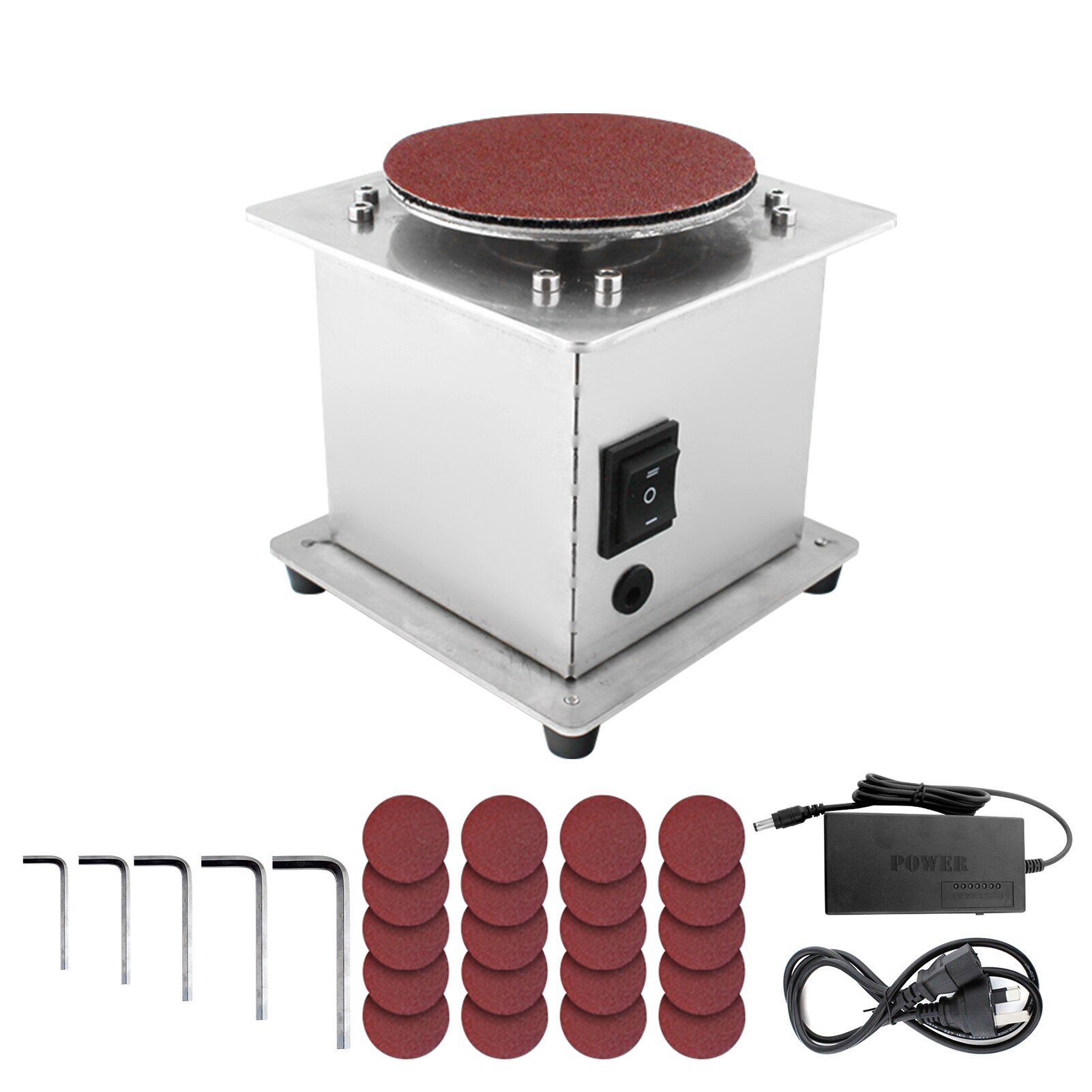 Mini Bench Disc Sander Electric Edge Sharpener 7 Variable Speed 20Sanding Discs Self-adhesive Benchtop Sanding Grinding Machine: AU Plug