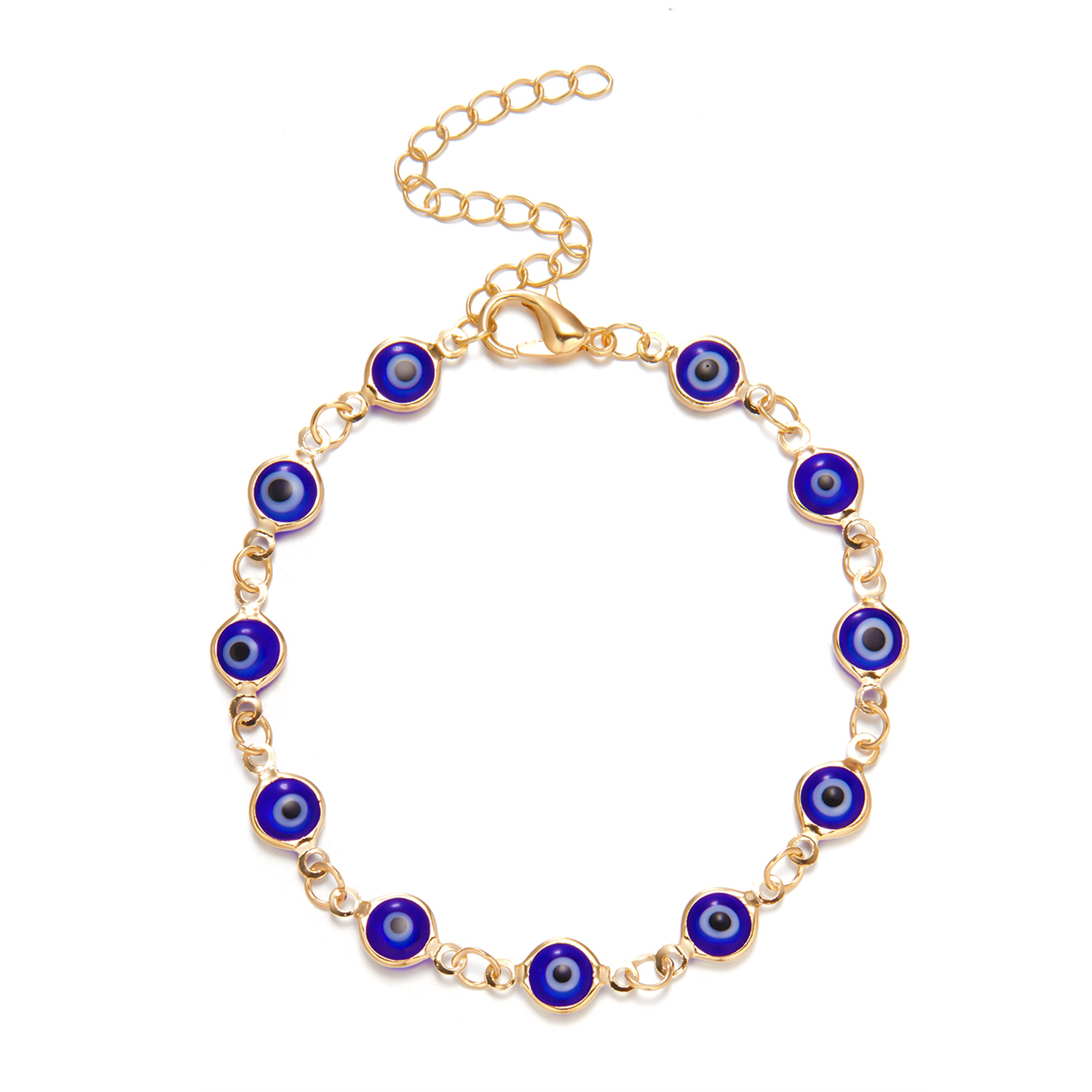 Bracelet porte-bonheur avec mauvais œil en turquie, bijoux esthétiques pour femmes, simples, tendance, réglables, à chaîne métallique: VERMEIL
