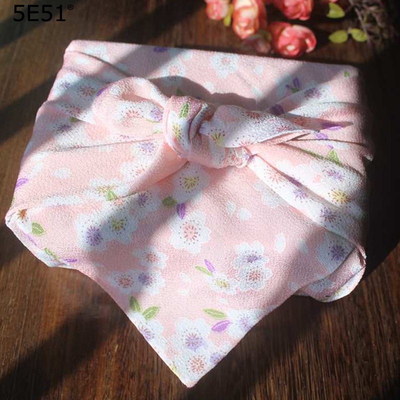 Japanse Stijl Wrap De Doek Furoshiki Polyester Roze Sakura Gedrukt 52Cm/Vele Toepassingen