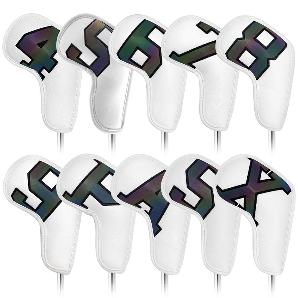 Kleurrijke Nummer Golf Iron Head Covers Iron Headovers Wiggen Covers 4-9 Aspx 10Pcs: White s