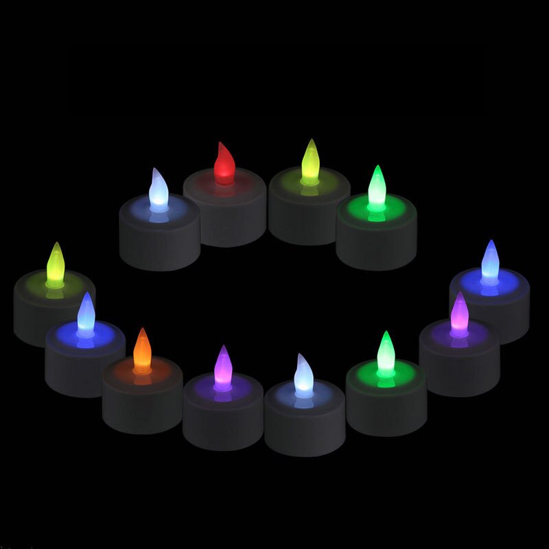 12pcs/set Remote Controll Rechargeable Tea Light LED Candles frosted Flameless TeaLight multi-color Changing candle lamp Party: Default Title