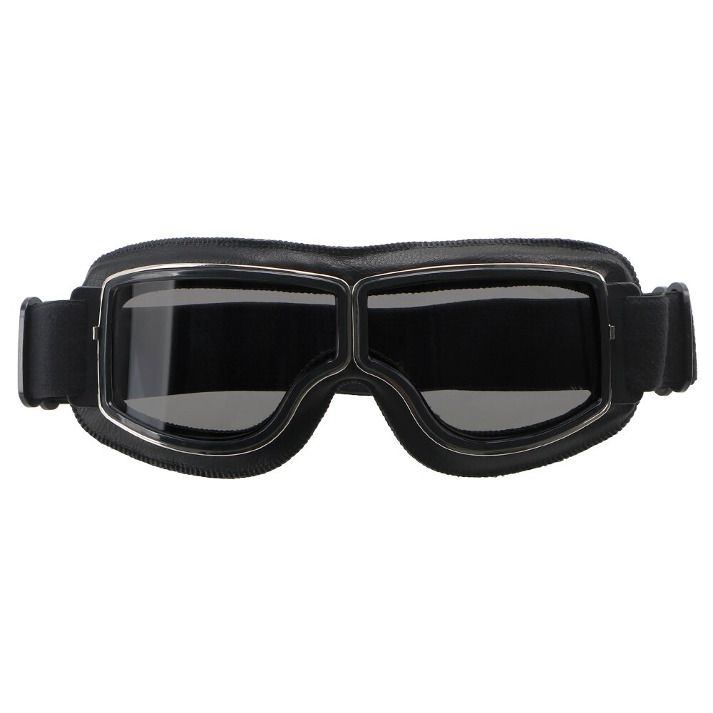 Leepee steampunk hjelm briller vintage motorcykel briller motorcykel briller beskyttelsesudstyr vindtæt motocross brille maske: Sort linse