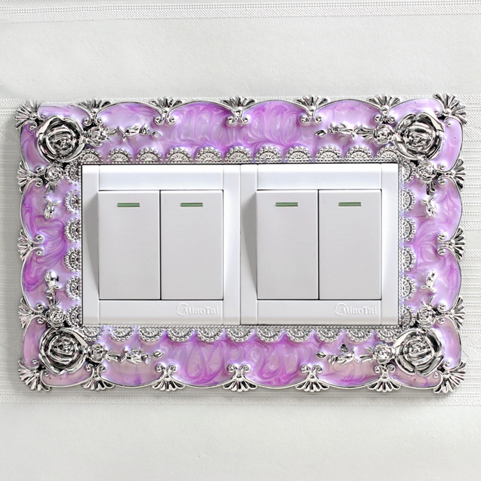 1PC European Style Luxury Portable Socket Decal Plastic Switch Sticker Sqaure Lace Crystal Lamp Switch Cover Home Decoration: 8-8.8x17.5cm