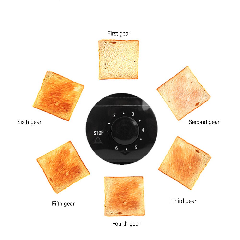 2 Slice Fully Automatic Stainless Steel Household Toaster 600W One-Touch Shortcut Toaster With Six-Speed Temperature Adjustment