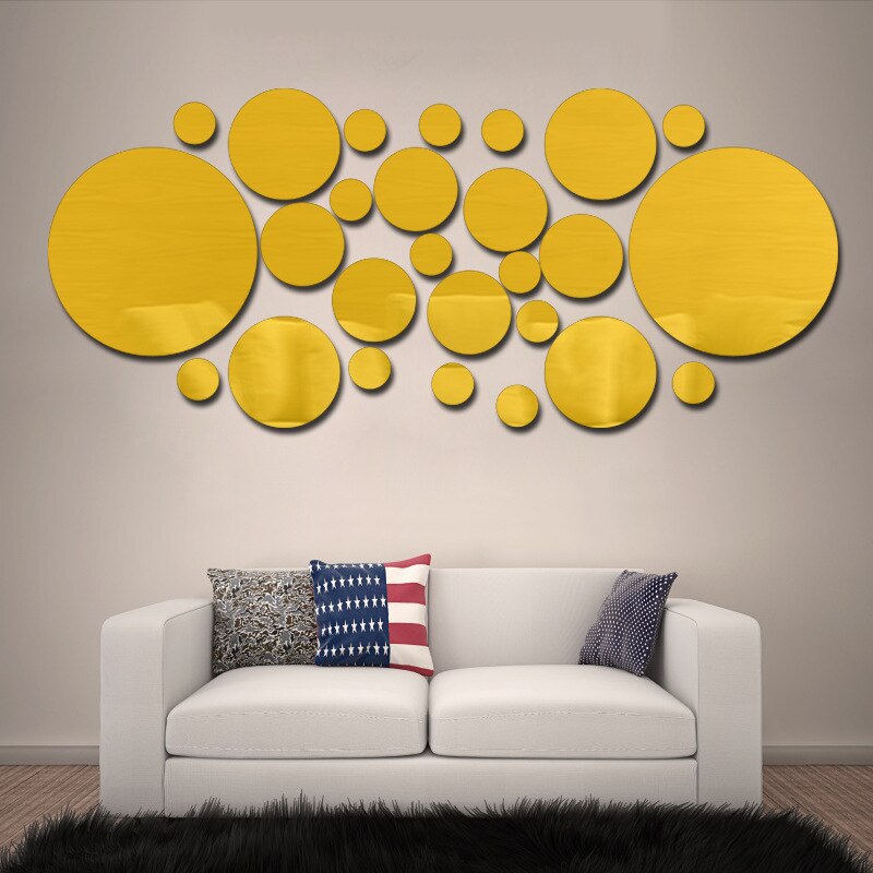 Geometric Circular Mirror Stickers Self-adhesive DIY Living Room Bedroom Wall Decoration Acrylic Mirror Stickers Home Decor