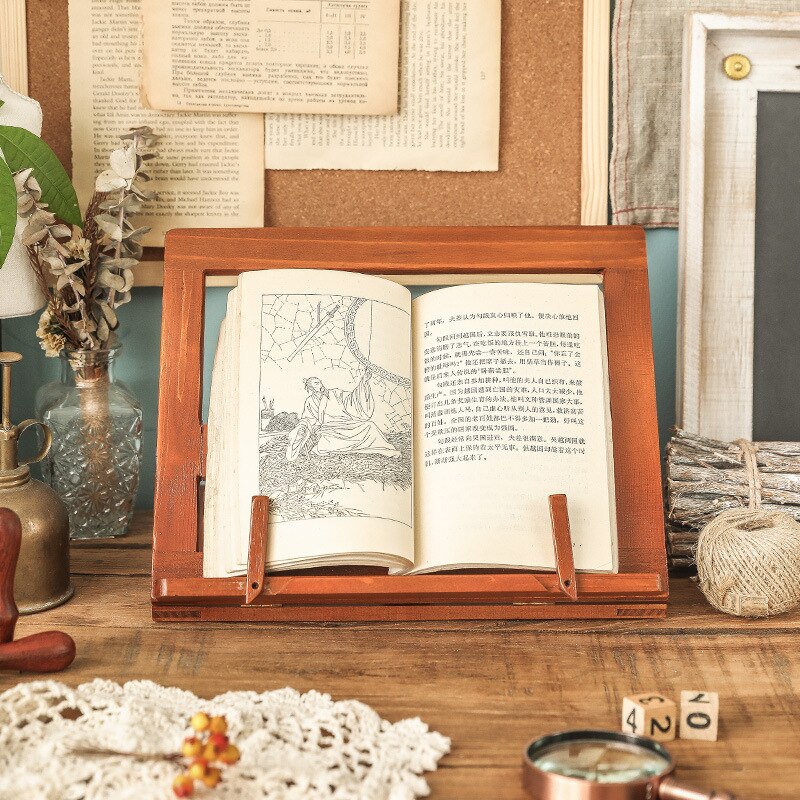 Wooden Adult Reading Rack Folding Storage Recipe Rack Student Table Reading Bracket Retractable Drawing Board Easel