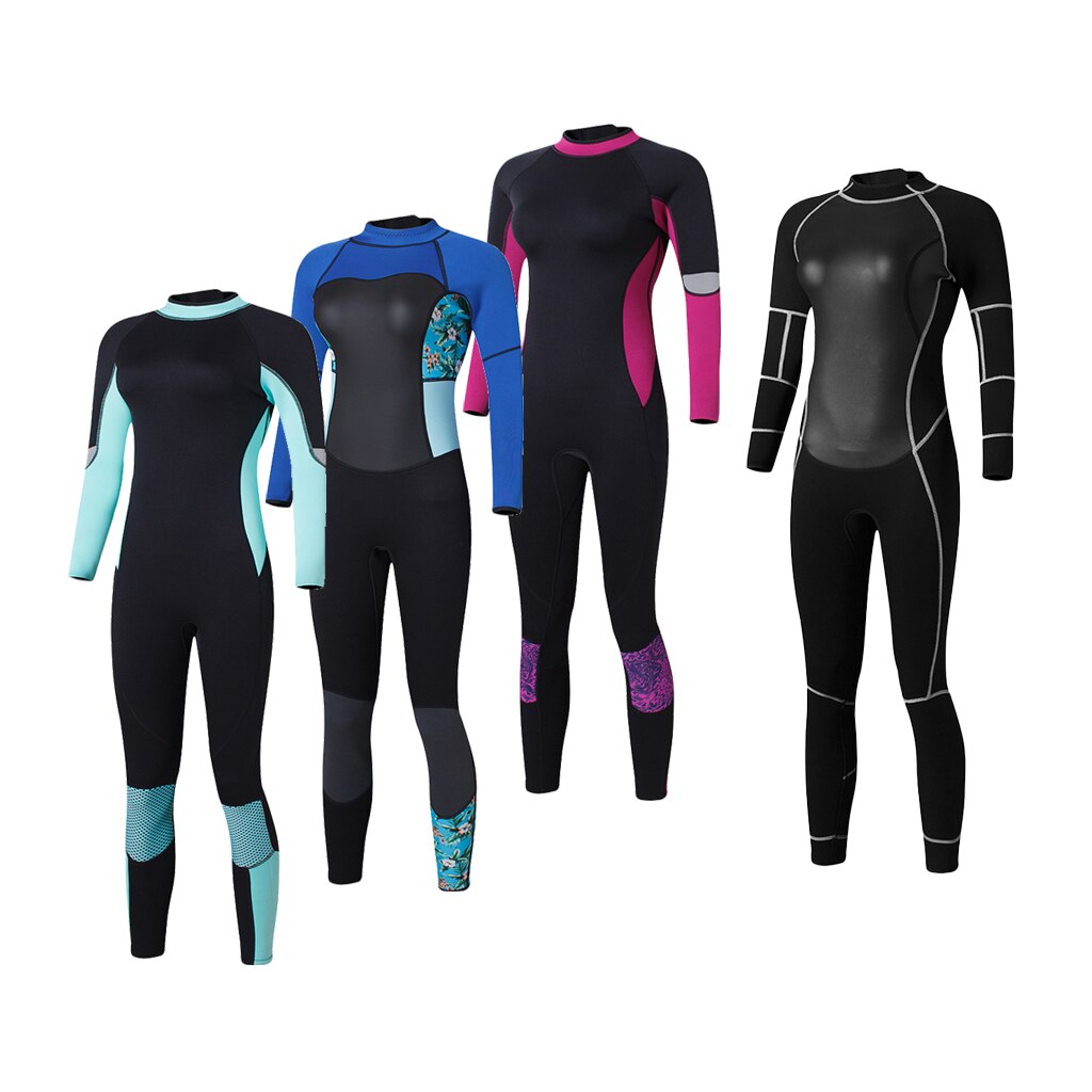 Women Long Sleeve Rash Guard, UPF 50+ Back Zipper Stretch Swim Surfing Scuba Diving Kayak Full Wetsuit