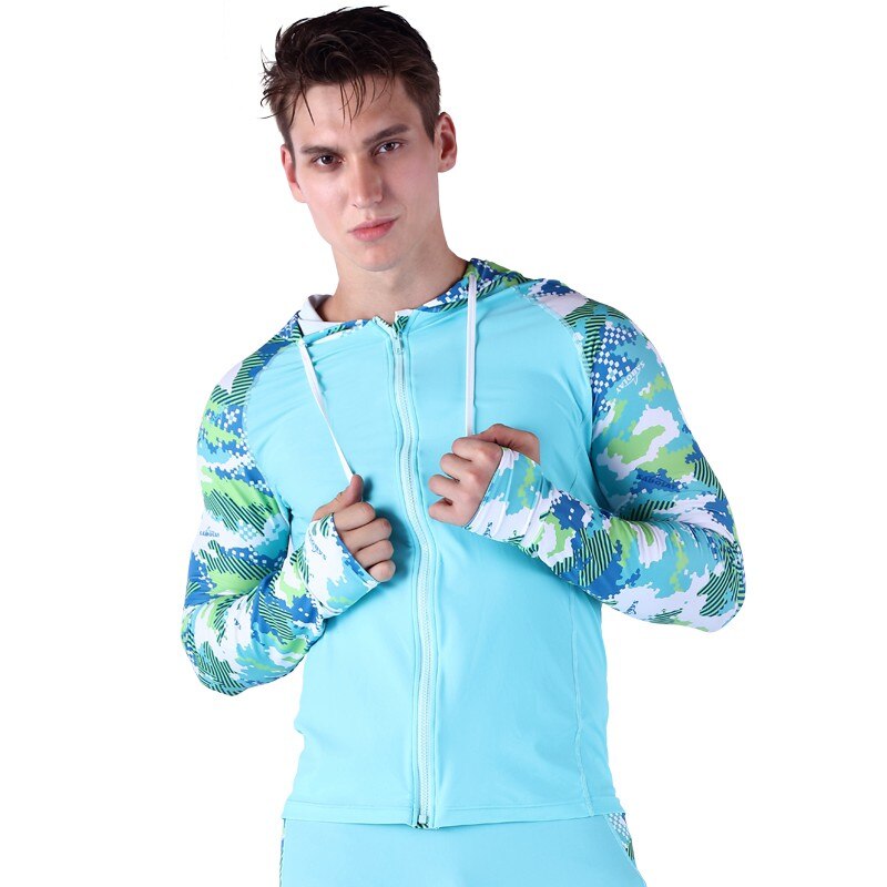 Sabolay camiseta masculina de zíper de lycra roupa de mergulho medusa manga comprida roupa de proteção solar: tops clothes / 4XL