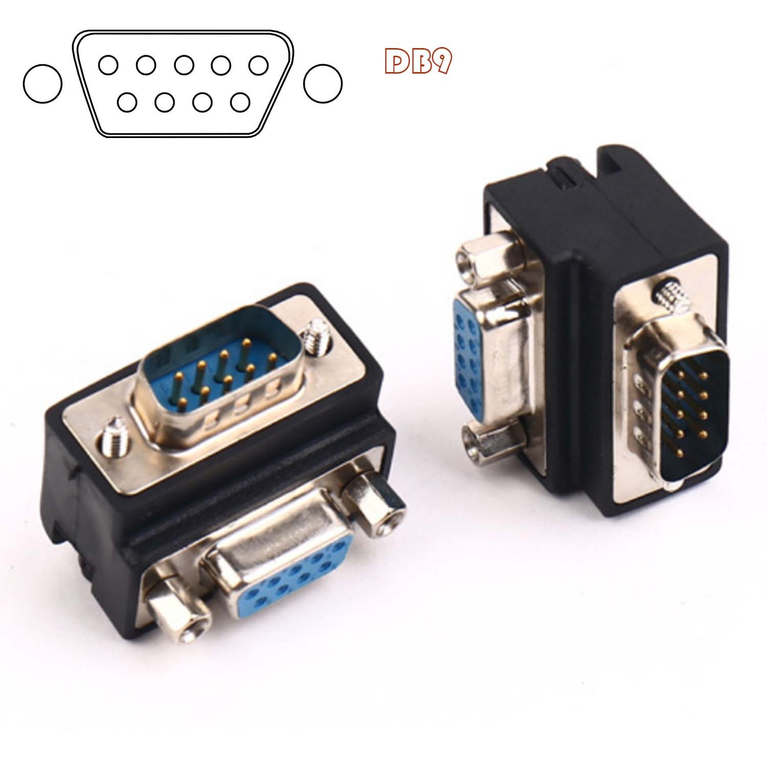 Hoek 90 Graden Db 9 Pin 9pin DB9 RS232 Mannelijke Verlengkabel Adapter Converter