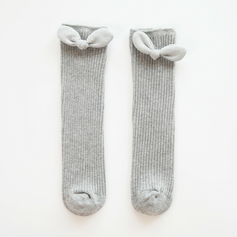 Neugeborenen Baby Baby Mädchen Socken Solide Bogen Knie Hohe Socken Herbst Winter Warme Kinder: Grau / S