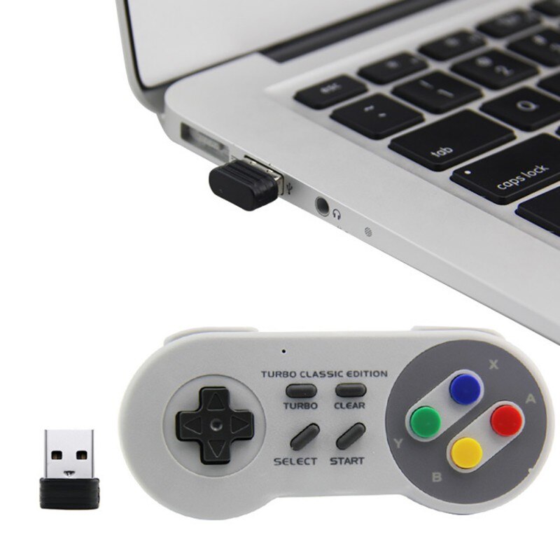 Mini SNES 2.4G contrôleur sans fil SNES classique Super hôte 2.4G mini poignée de jeu Supportting NES/SNES/Wii avec adaptateur Bluetooth