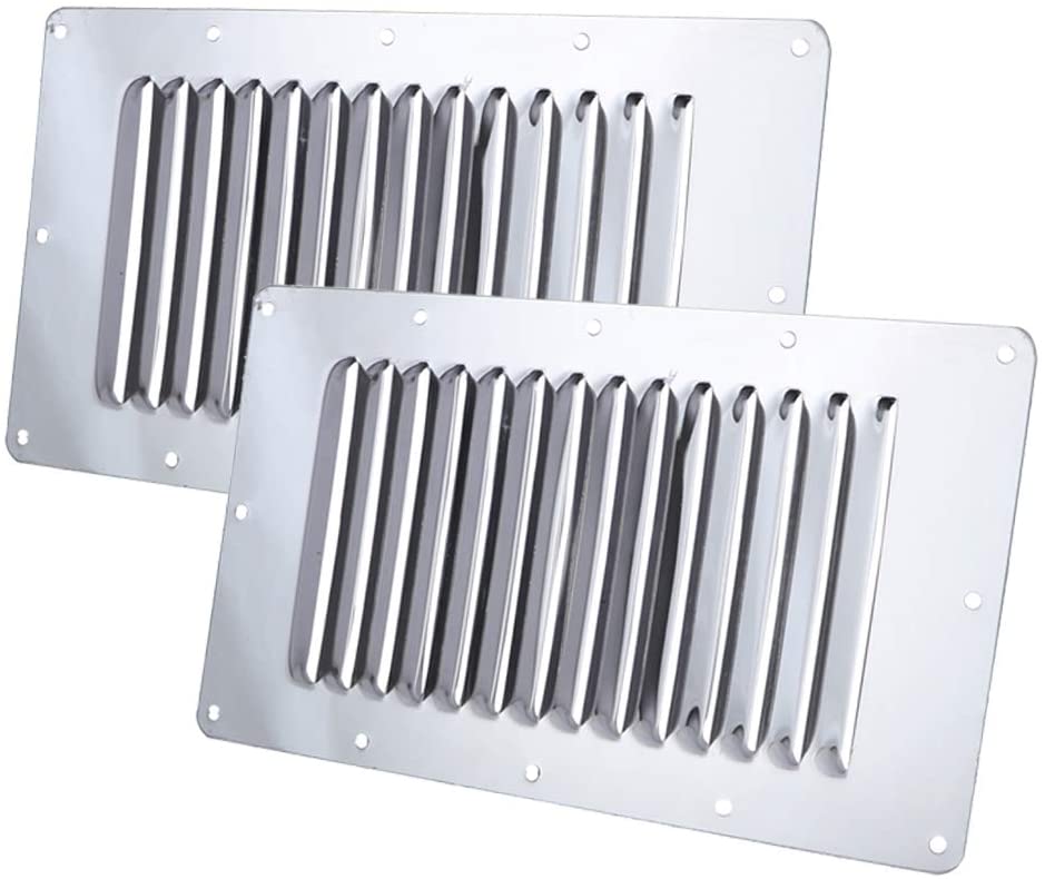 EEN Paar 23.0cm * 11.50cm Louvred Roestvrij Stalen Vierkante Air Vent Grille Metalen Muur Ventilatie