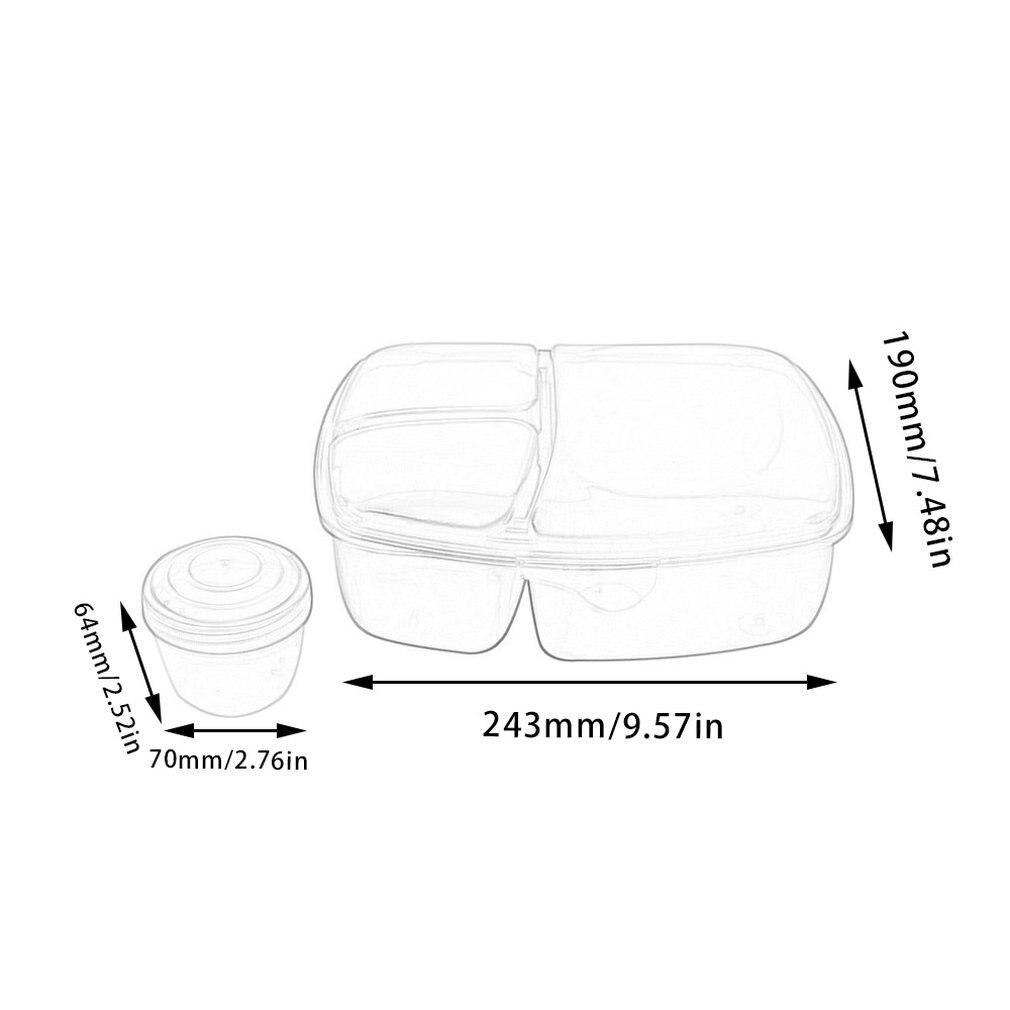 Storage Box Fruit Salad Bento Rectangular Plastic Lunch Box Sealed Box Food Box Easy To Carry Portable