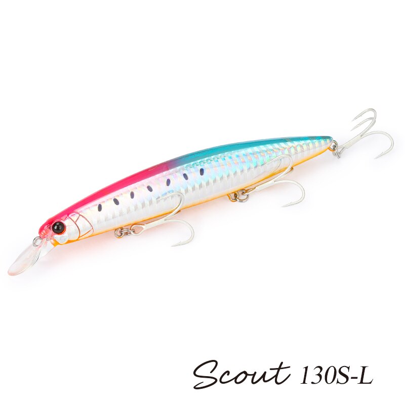 TSURINOYA 130S-señuelo de pesca de pececillo que se hunde, SCOUT, 130mm, 24g, fundición larga, lengüeta de lubina, cebos duros artificiales grandes para pesca en el mar: Amarillo claro