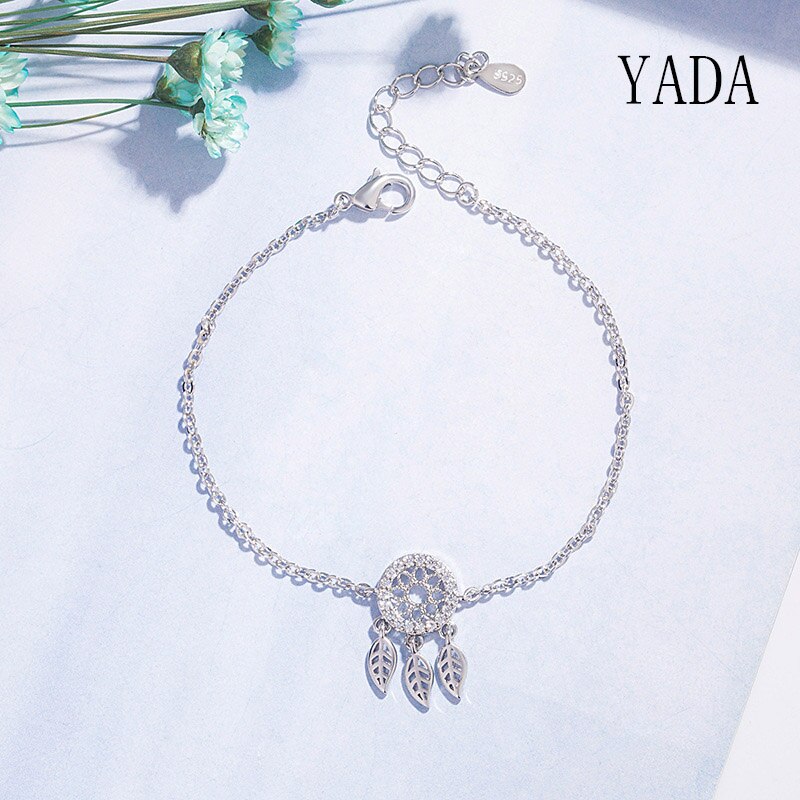 YADA – Bracelet attrape-rêve couleur argent S925 pour femme, bijou en métal, plume, amitié, cristal, BT200131