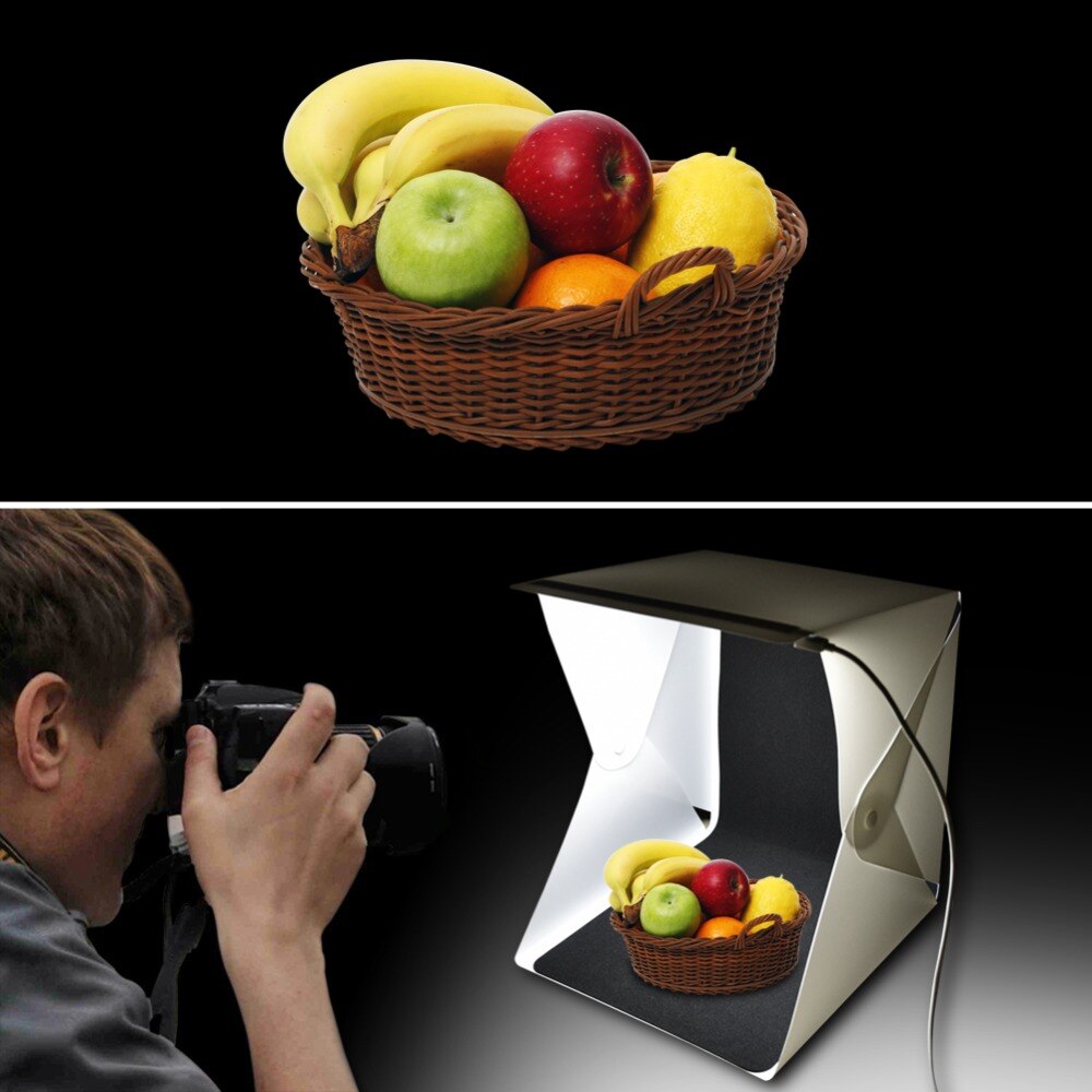 Portable Folding Studio Diffuse Soft Box With LED Light Black White Photography Background Photo Studio box for DSLR Camera